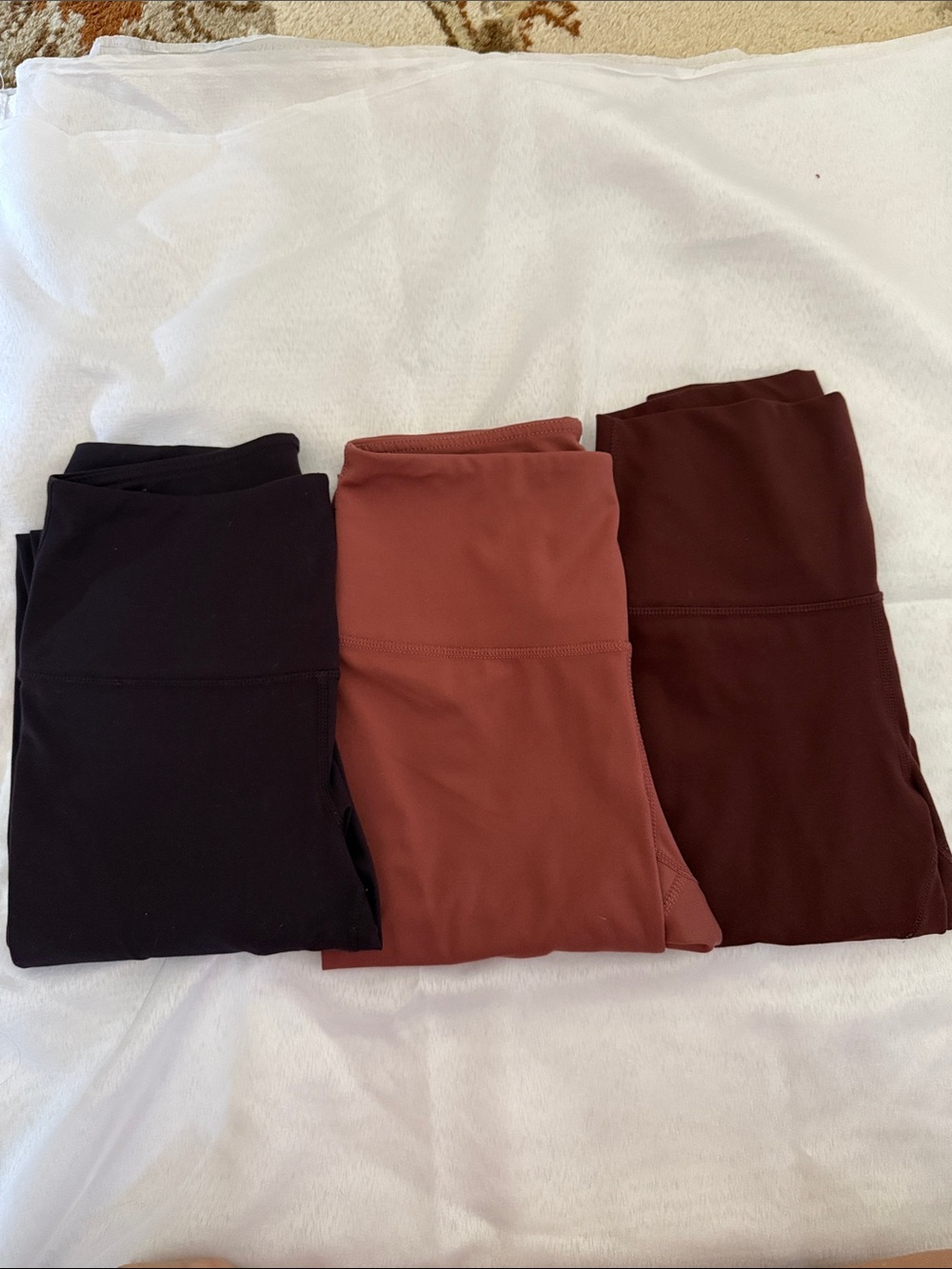 3-Piece Activewear Leggings Set - Black, Rust, Burgundy